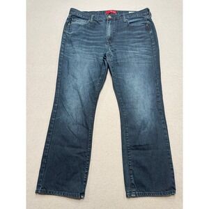 Guess Jeans Men's 38x30 Blue Dark Wash Straight Leg Mid Rise Whiskered Vintage
